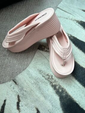 Platform Thong Sandals in Soft Pink by Berness